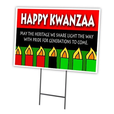 Signmission Happy Kwanza Share L Yard Sign & Stake outdoor plastic coroplast window C-1216 Happy Kwanza Share L